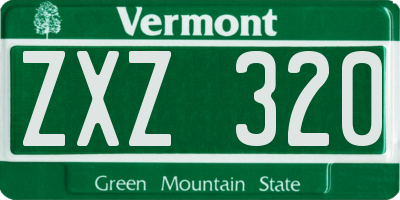 VT license plate ZXZ320