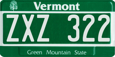 VT license plate ZXZ322