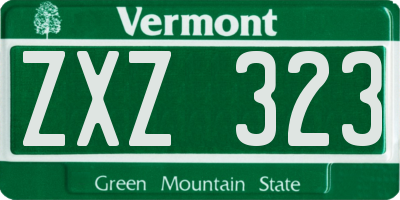VT license plate ZXZ323