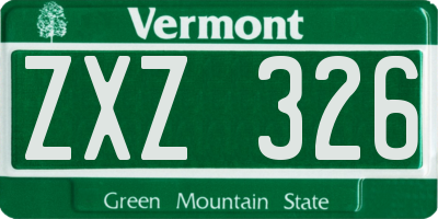 VT license plate ZXZ326