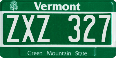 VT license plate ZXZ327