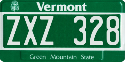 VT license plate ZXZ328
