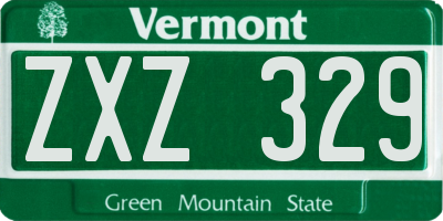 VT license plate ZXZ329