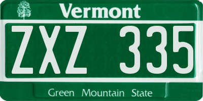 VT license plate ZXZ335