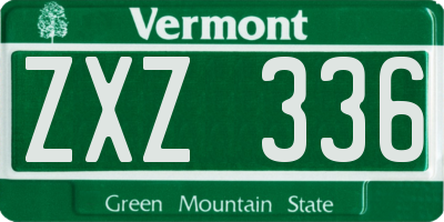 VT license plate ZXZ336