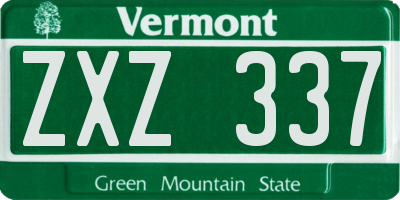 VT license plate ZXZ337