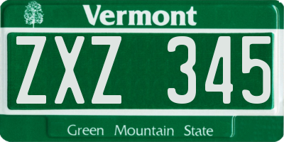 VT license plate ZXZ345