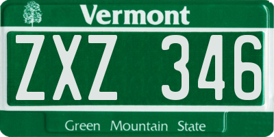 VT license plate ZXZ346