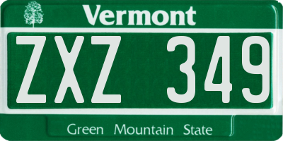 VT license plate ZXZ349
