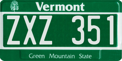 VT license plate ZXZ351