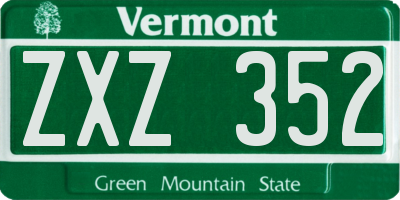 VT license plate ZXZ352