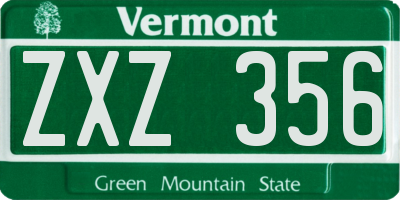 VT license plate ZXZ356