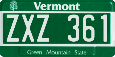 VT license plate ZXZ361