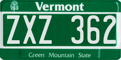 VT license plate ZXZ362
