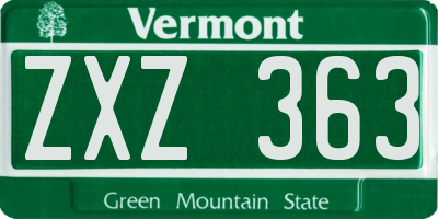 VT license plate ZXZ363