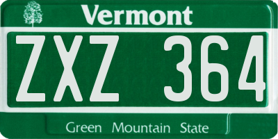 VT license plate ZXZ364