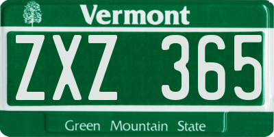 VT license plate ZXZ365