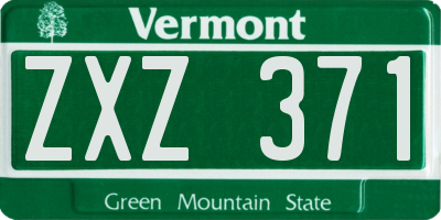 VT license plate ZXZ371