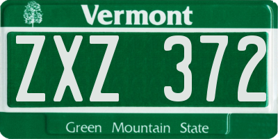 VT license plate ZXZ372