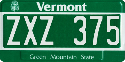 VT license plate ZXZ375