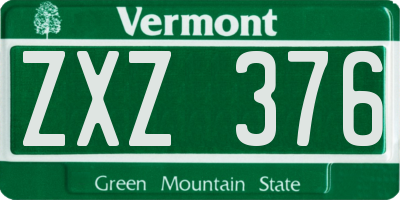 VT license plate ZXZ376