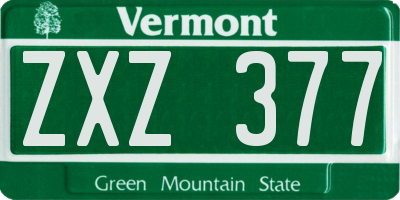 VT license plate ZXZ377