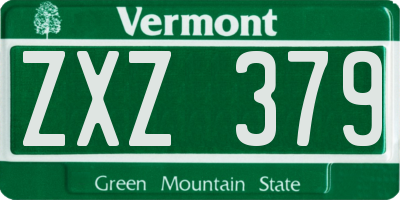 VT license plate ZXZ379