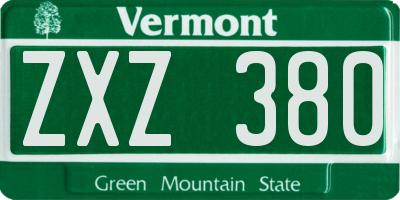 VT license plate ZXZ380