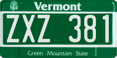 VT license plate ZXZ381