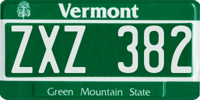 VT license plate ZXZ382