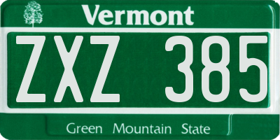 VT license plate ZXZ385