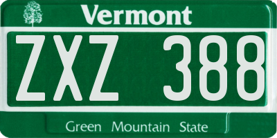 VT license plate ZXZ388