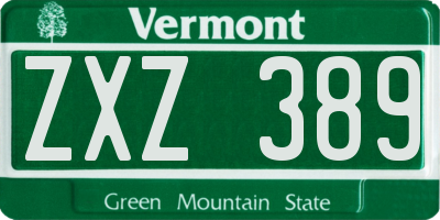 VT license plate ZXZ389
