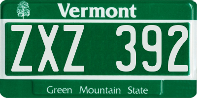 VT license plate ZXZ392