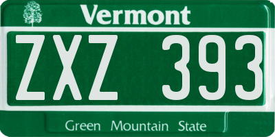 VT license plate ZXZ393