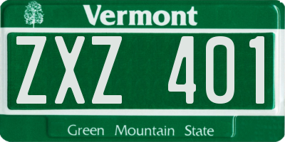 VT license plate ZXZ401