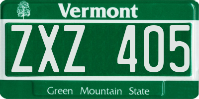 VT license plate ZXZ405