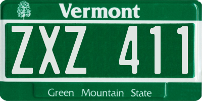VT license plate ZXZ411