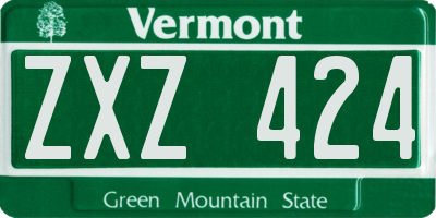 VT license plate ZXZ424