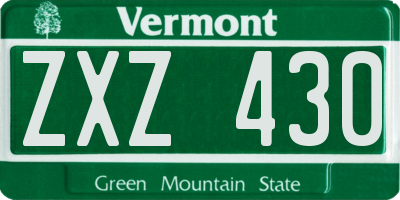 VT license plate ZXZ430