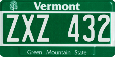 VT license plate ZXZ432