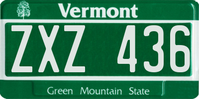 VT license plate ZXZ436