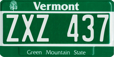 VT license plate ZXZ437