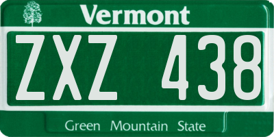 VT license plate ZXZ438