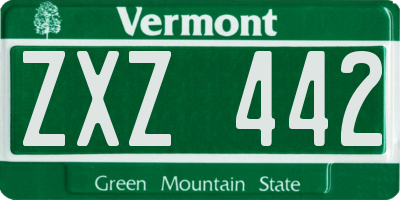 VT license plate ZXZ442