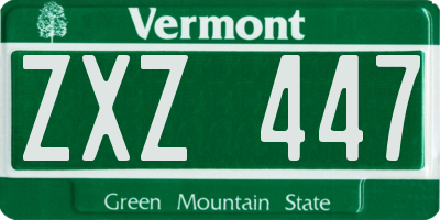 VT license plate ZXZ447