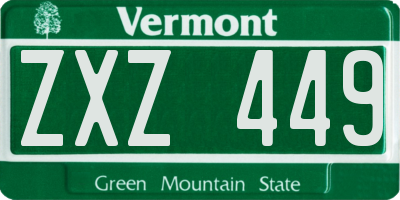 VT license plate ZXZ449