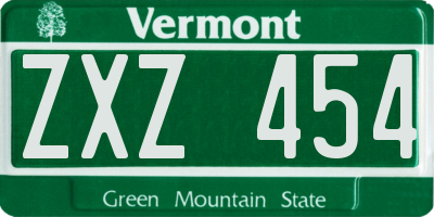 VT license plate ZXZ454