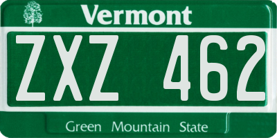 VT license plate ZXZ462