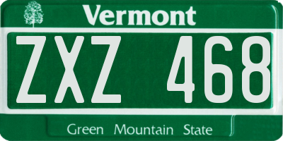 VT license plate ZXZ468